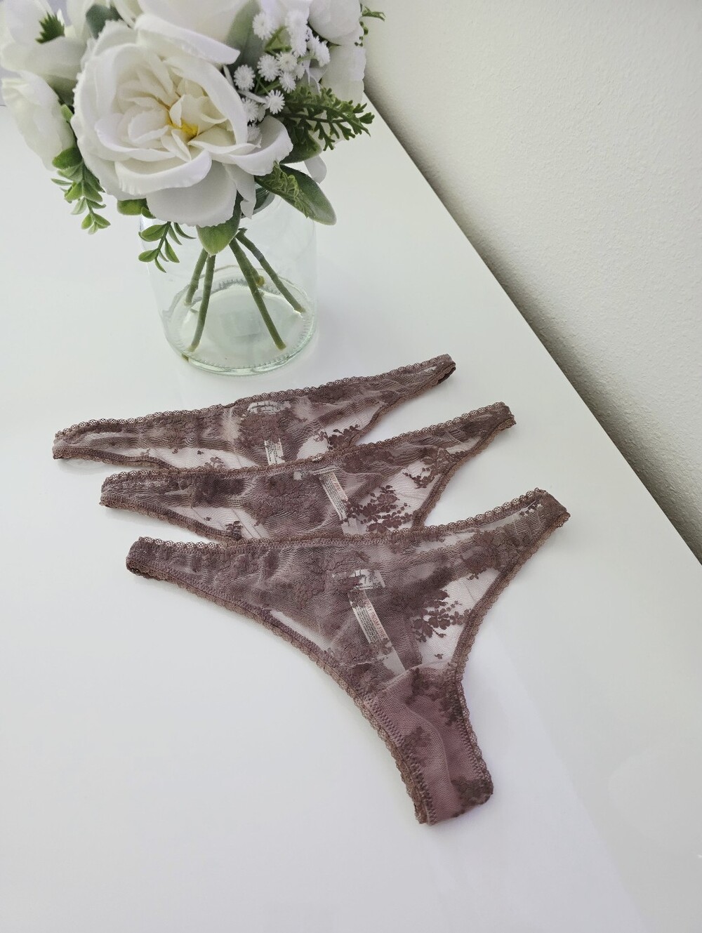 FREE PEOPLE💫 3-Pack Talk About It Floral Lace Thongs SIZE S